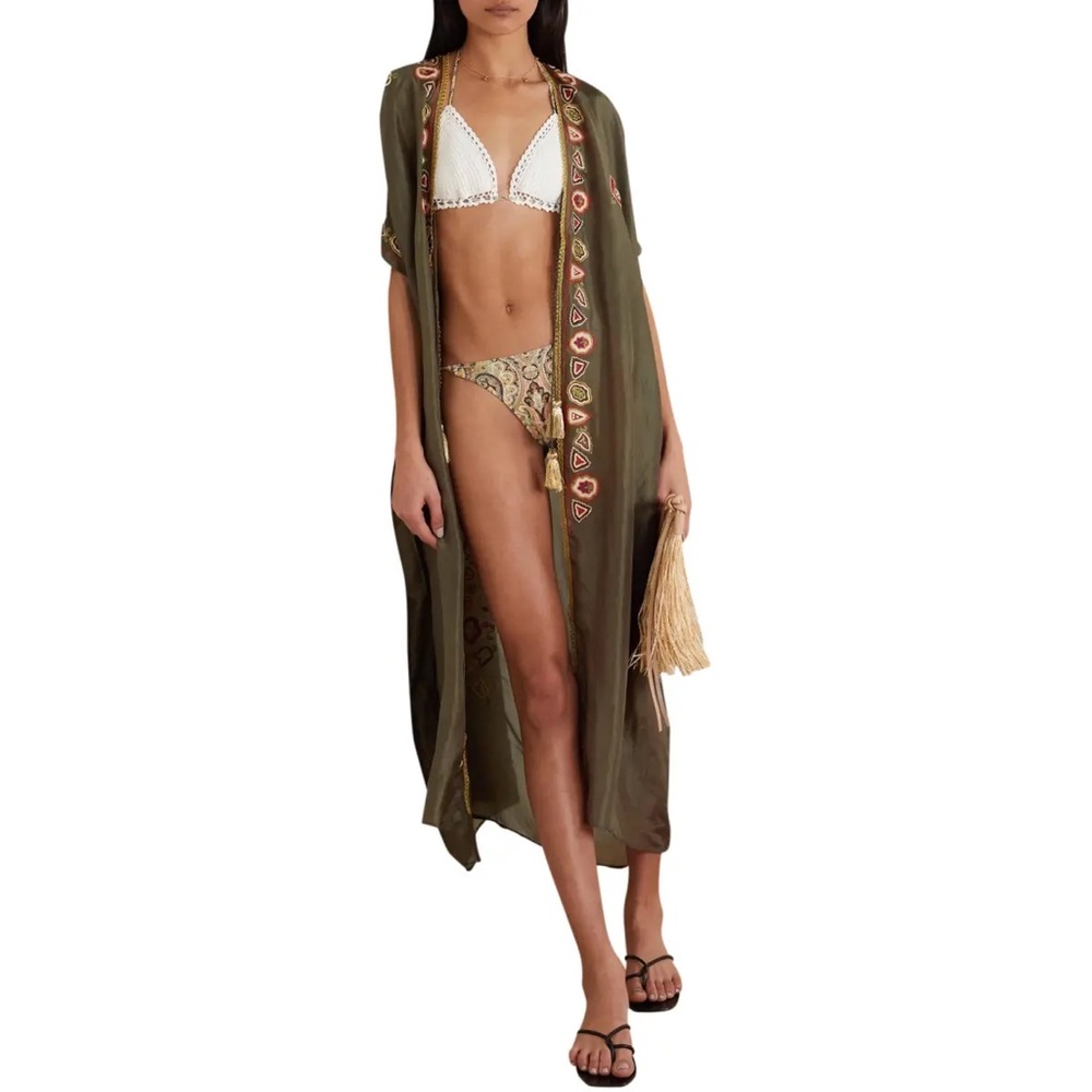 Miguelina Multicolor Embroidered Silk Kaftan